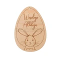 Zawieszka Happy Easter ze sklejki brzozowej z grawerem królika i napisem Wesołego Alleluja. Ozdoba wielkanocna z drewna.