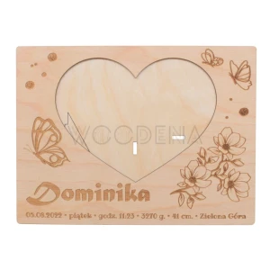 Wooden baby birth frame for girl