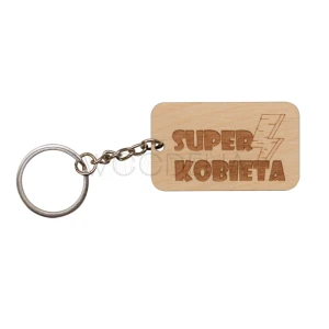 Drewniany brelok na Dzień Kobiet - Super Kobieta, drobny prezent