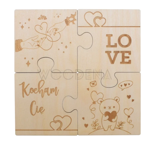 Wooden engraved puzzle, set of 4 coasters - 2