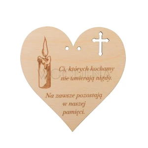 Drewniana zawieszka na znicz serce z grawerem