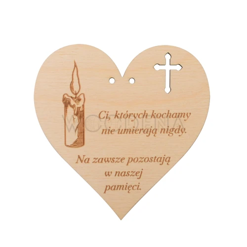 Drewniana zawieszka na znicz serce z grawerem