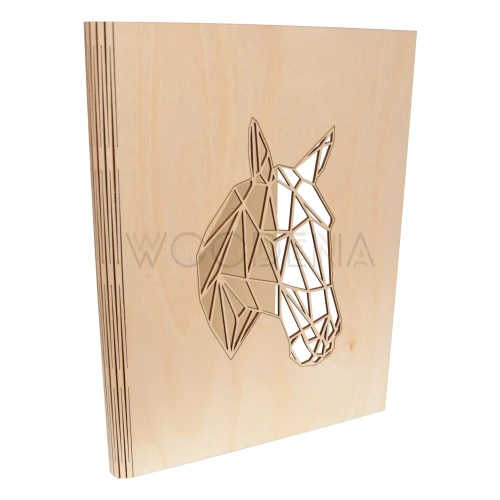 Wooden A4 / A5 binder for documents - geometric horse