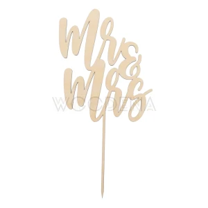 Mr & Mrs - napis z drewna na patyczku
