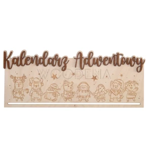 Wooden engraved Advent calendar for hanging surprises