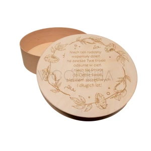 Round box with lid - birthday gift box with wishes