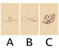 A: Skrzynka drewniana, wzór serca z liniami, prezent dla ukochanej osoby.
B: Skrzynka drewniana, wzór nieskończoności z napisem love, prezent.
C: Skrzynka drewniana, wzór serca z ozdobnymi elementami, idealny prezent.