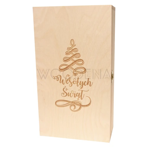 Double wine box with hinged lid - box for alcohol, gift under the Christmas Tree