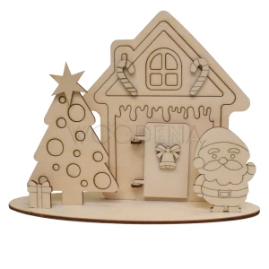 DIY Christmas decoration to paint - house, tree, Santa on a base