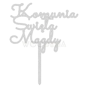 Topper komunijny z imieniem "Komunia Święta + imie" (Minimal)