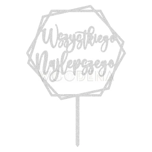 Topper "Wszystkiego Najlepszego" w heksagonach (Boho)