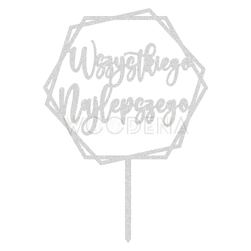 Topper "Wszystkiego Najlepszego" w heksagonach (Boho)