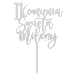 Topper komunijny z imieniem "I Komunia Święta + imie" (Boho)