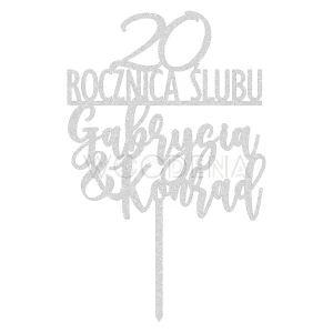 Topper na rocznicę "cyfra + ROCZNICA ŚLUBU + imie&imie" (Boho)