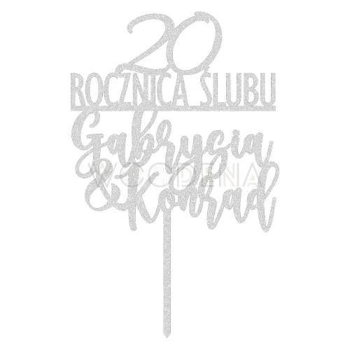Topper na rocznicę "cyfra + ROCZNICA ŚLUBU + imie&imie" (Boho)