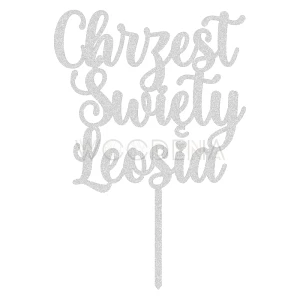 Topper na Chrzest z imieniem "Chrzest Święty + imie" (Glamour)