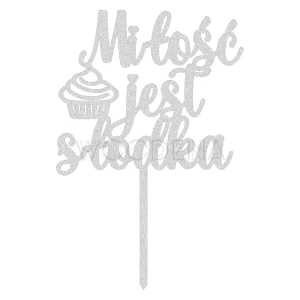 Topper "Miłość jest słodka" z babeczką (Glamour)