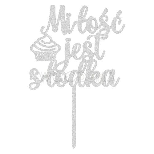 Topper "Miłość jest słodka" z babeczką (Glamour)