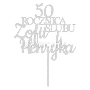 Topper na rocznicę "cyfra + ROCZNICA ŚLUBU + imie&imie" (Sweet)