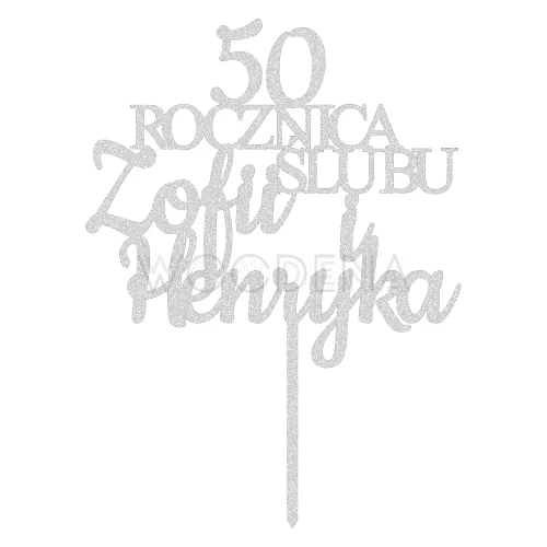 Topper na rocznicę "cyfra + ROCZNICA ŚLUBU + imie&imie" (Sweet)