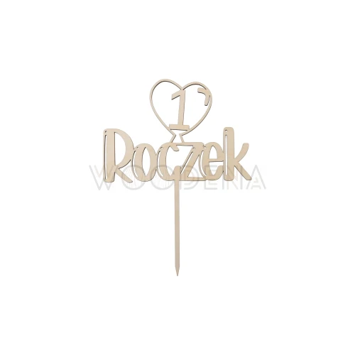 Topper na roczek "Roczek" z balonikiem serduszkiem