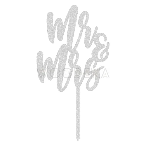 Topper "Mr & Mrs" na tort weselny (Boho)
