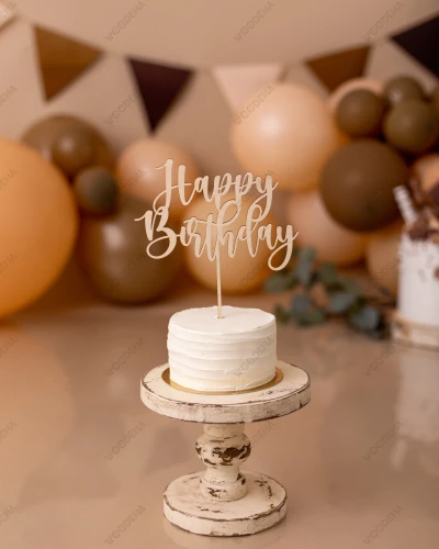 Topper "Happy Birthday" na tort (Boho)