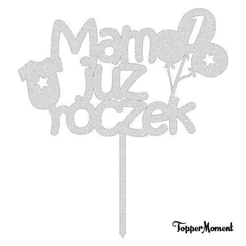 Topper na roczek  "Mam już roczek" z balonikami i body