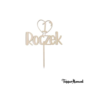 Topper na roczek "Roczek" z balonikiem serduszkiem