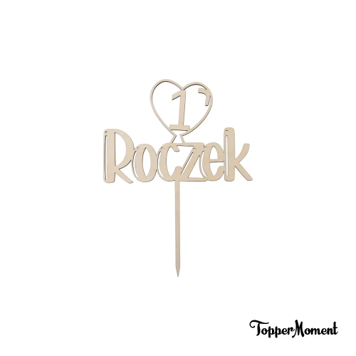 Topper na roczek "Roczek" z balonikiem serduszkiem