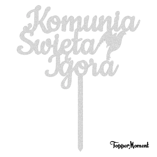 Topper komunijny z imieniem "Komunia Święta + imie" (Sweet)