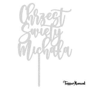 Topper na Chrzest z imieniem "Chrzest Święty + imie" (Boho)