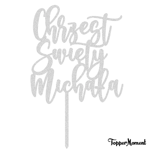 Topper na Chrzest z imieniem "Chrzest Święty + imie" (Boho)