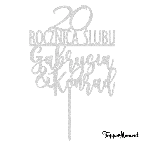 Topper na rocznicę "cyfra + ROCZNICA ŚLUBU + imie&imie" (Boho)