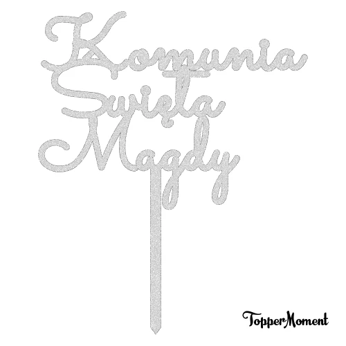 Topper komunijny z imieniem "Komunia Święta + imie" (Minimal)