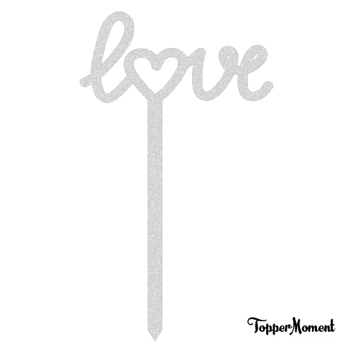 Topper piker "love" z sercem w "o"