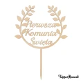Topper na Komunię Pierwsza Komunia Święta wieniec laurowy