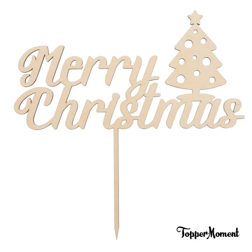 Topper świąteczny "Merry Christmas" z choinką