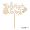 Topper świąteczny Wesołych Świąt z choinką i śnieżynkami