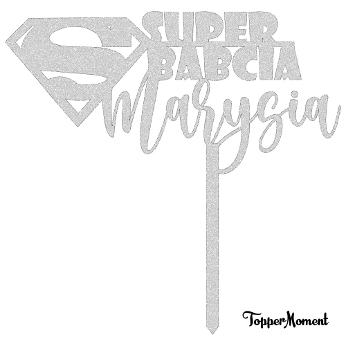 Topper "SUPER Babcia" z imieniem personalizowany (Boho)
