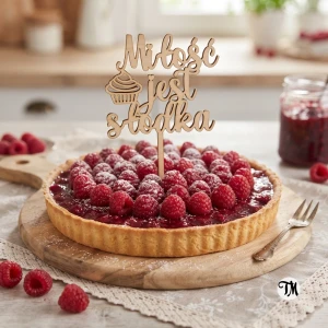 Topper "Miłość jest słodka" z babeczką (Glamour)