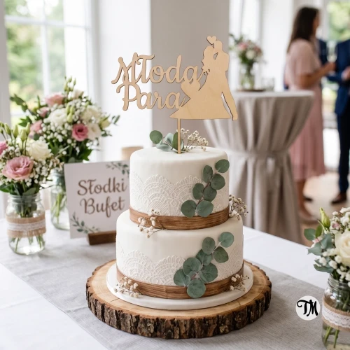 Topper "Młoda Para" na tort weselny (Sweet)