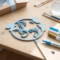 Topper It's a Boy w kole z drewna