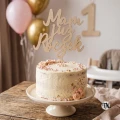 Drewniany Topper na tort roczkowy napis "Mam już Roczek"