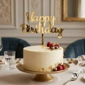 Złoty Topper "Happy Birthday" na tort