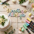 Drewniany Topper "Wesołego Alleluja" na Wielkanoc