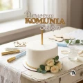 Drewniany topper komunijny na tort