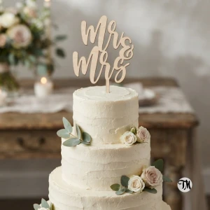 Topper "Mr & Mrs" na tort weselny (Boho)