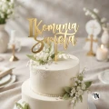 Topper I Komunia Święta złoty