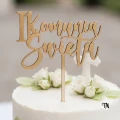 Drewniany Topper I Komunia Święta na tort